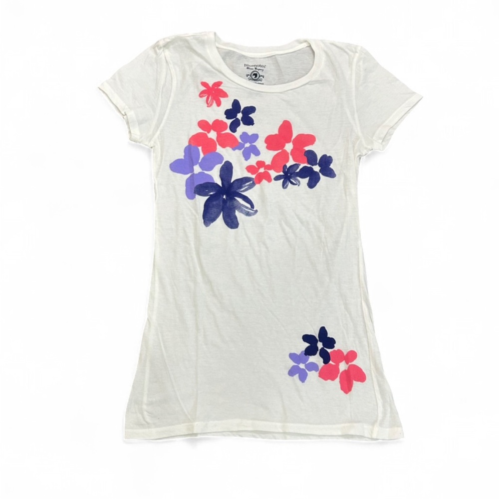 Bluenotes White Tee with Pink & Purple Floral Print